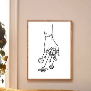 Hand and planet wall art